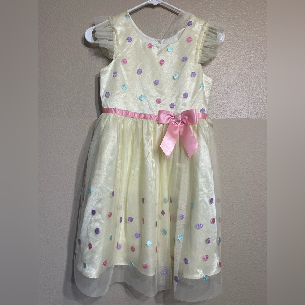 Jona Michelle Yellow Dress with Pink Accents size 8